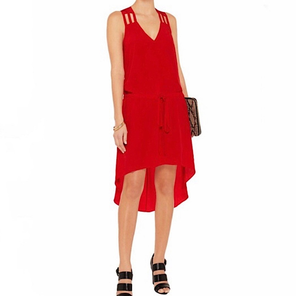 Mason By Michelle Mason Red Silk Hi-Low Dress